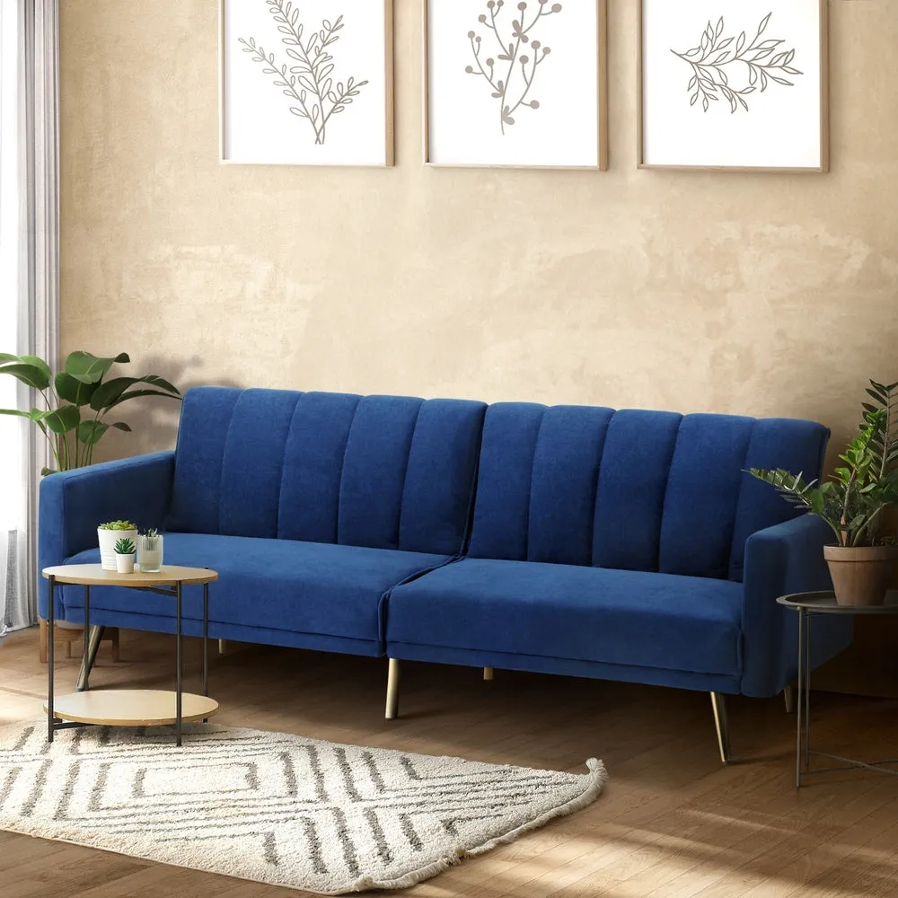 TRES 3 Seater Sofa Bed Velvet Blue