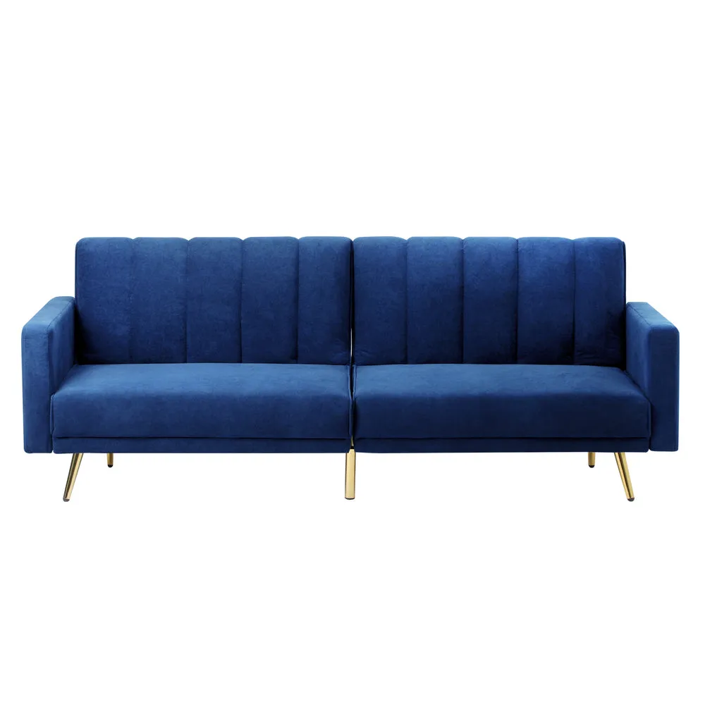 TRES 3 Seater Sofa Bed Velvet Blue