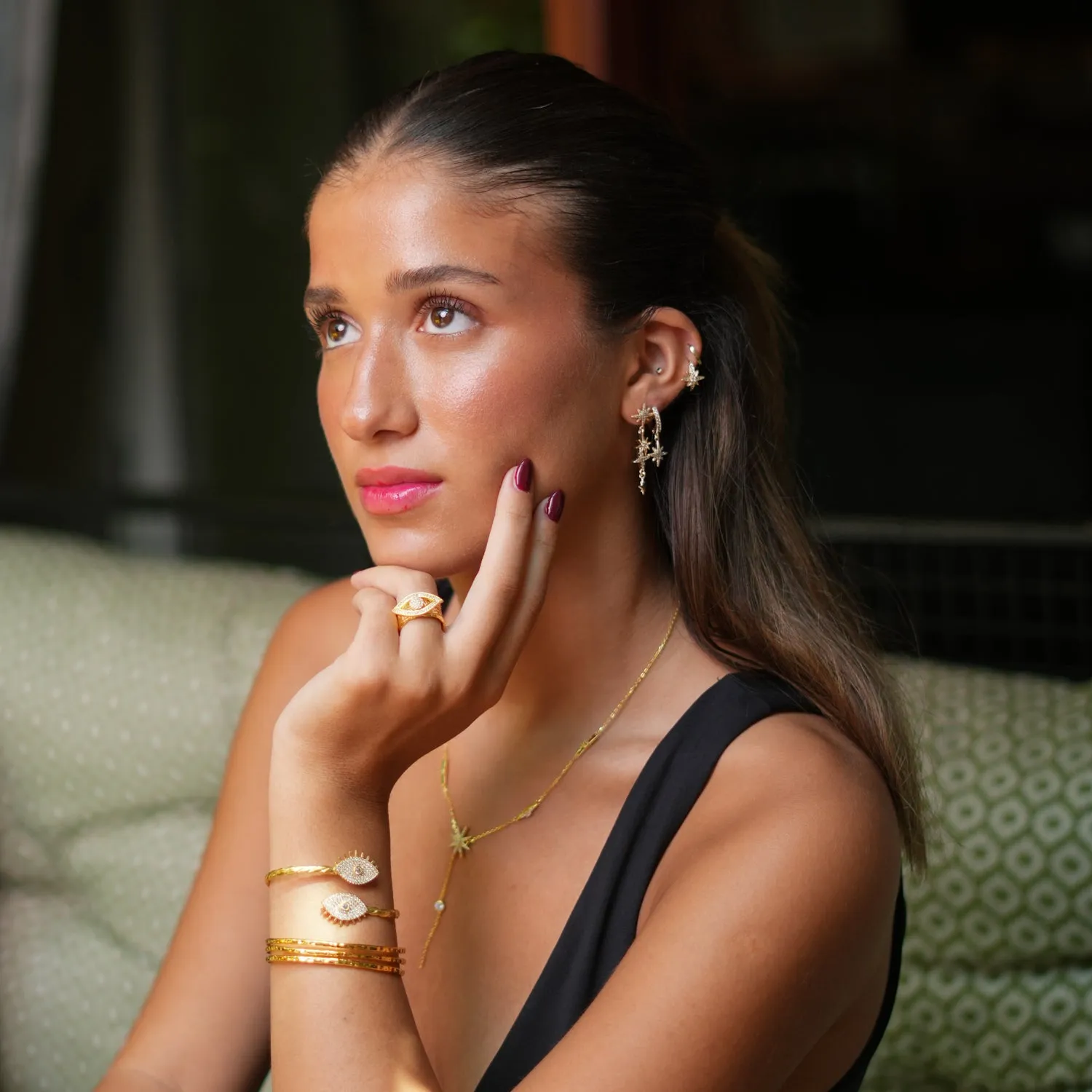 Trio Minimalist Elegant Gold Cuff Bracelet
