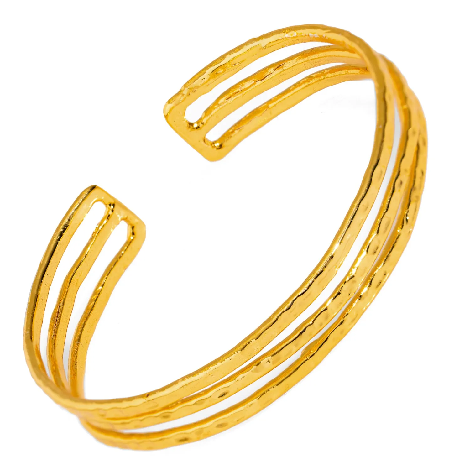 Trio Minimalist Elegant Gold Cuff Bracelet