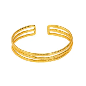 Trio Minimalist Elegant Gold Cuff Bracelet