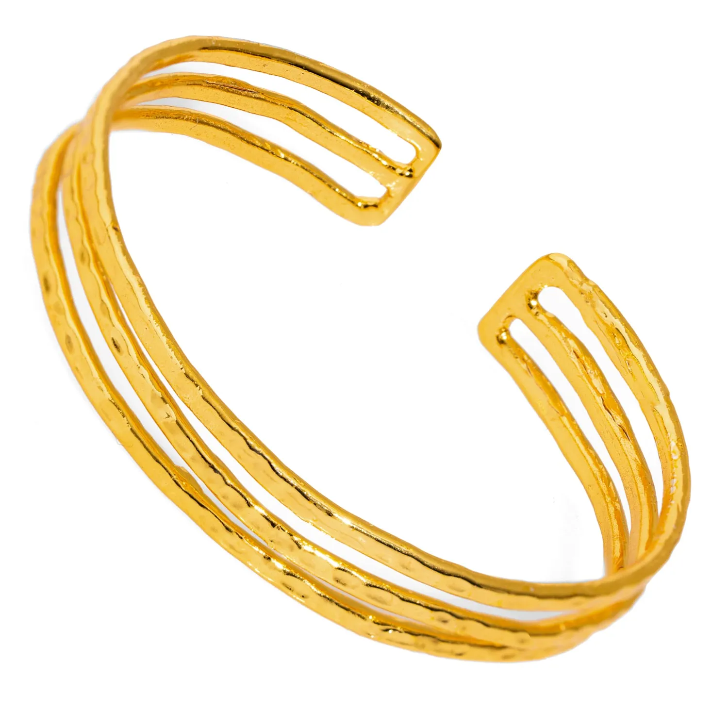 Trio Minimalist Elegant Gold Cuff Bracelet