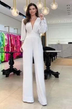 V-Neck Long Sleeve Jumpsuit