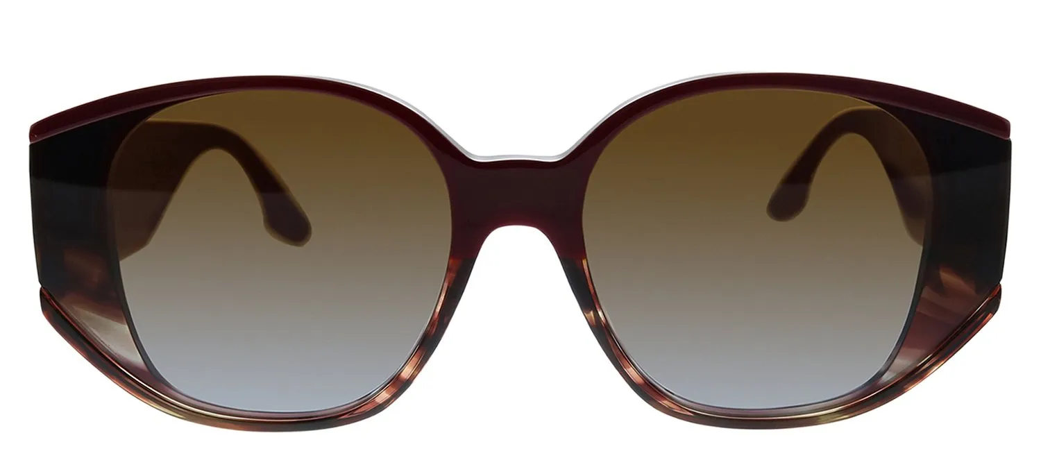 Victoria Beckham VB 605S 605 Oval Plastic Burgundy Sunglasses with Brown Gradient Lens