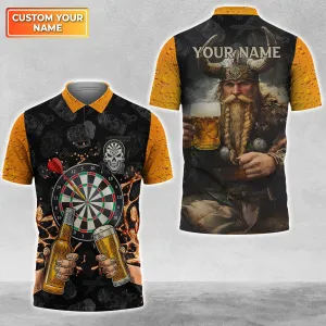 Viking Beer Personalized Name 3D Viking And Darts Polo Shirt With Pocket Tad Mid