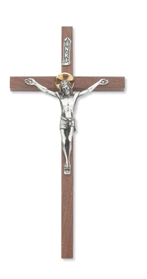 Walnut Wall Crucifix 10"