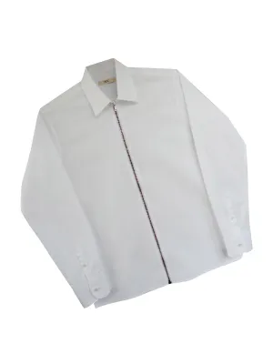 White Zipper Shirt Rainbow with Classic Collar