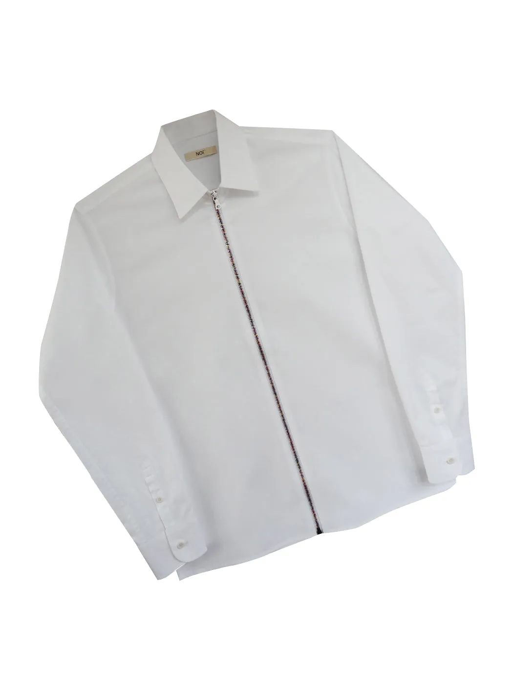 White Zipper Shirt Rainbow with Classic Collar
