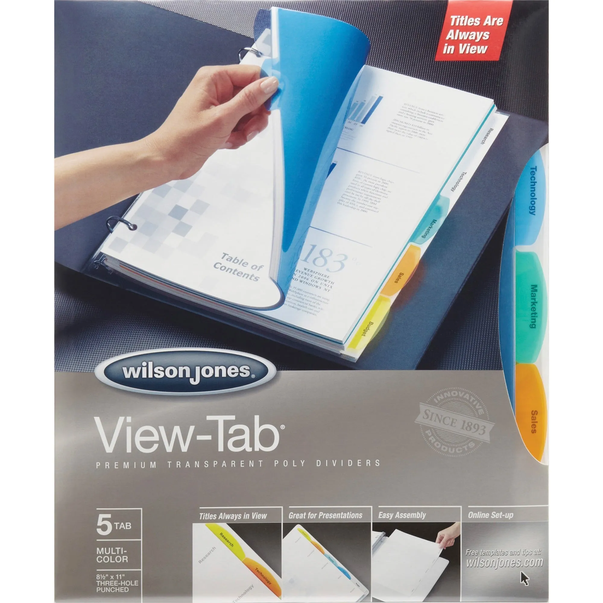 Wilson Jones View-Tab 5-Tab Transparent Dividers