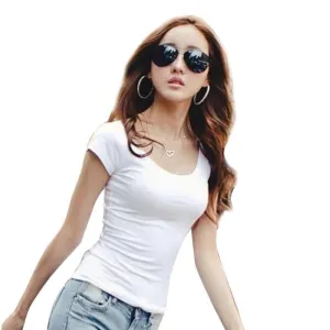 Women T Shirts Short Shirts Solid O-Neck Casual Shirt Tops Plus Size